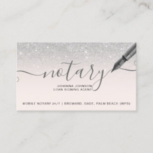 Cartão De Visita Tipografia do glitter prateado do empréstimo notár