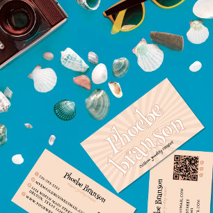 Cartão De Visita Tipografia do Groovy Radial Burst do Retro 70