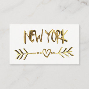 Cartão De Visita Tipografia Dourada de Nova York, Elegante de Cidad