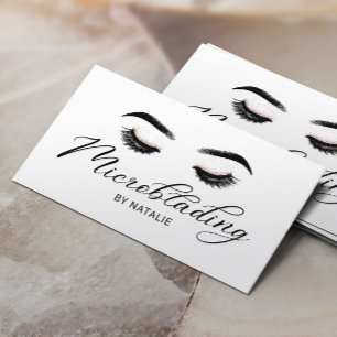 Cartão De Visita Tipografia elegante de Microblading dos chicotes
