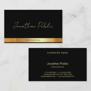 Cartão De Visita Tipografia Elegante Profissional Nome Preto Dourad