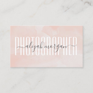 Cartão De Visita Tipografia Fotográfica Cor-de-Água Rosa Esbranquiç