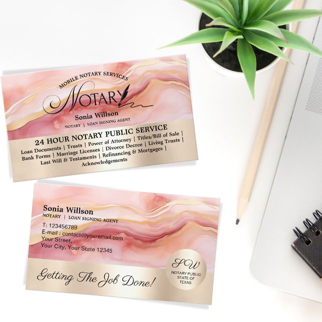 Cartão De Visita Tipografia Mobile Notary Loan Signal Agent (Criador carregado)