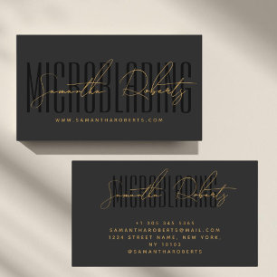 Cartão De Visita Tipografia moderna de microblading script cinza pr