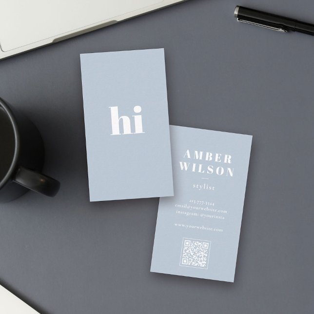 Cartão De Visita Tipografia Moderna Legal e na moda Bold (Say "HI" and steal the spotlight with this ice-cool business card that radiates style!)
