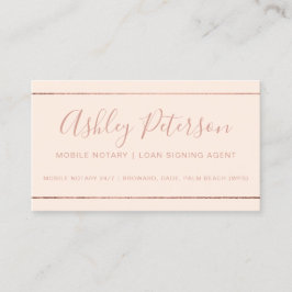 Cartão De Visita Típografia notarial móvel - rosa dourada, cor-de-r