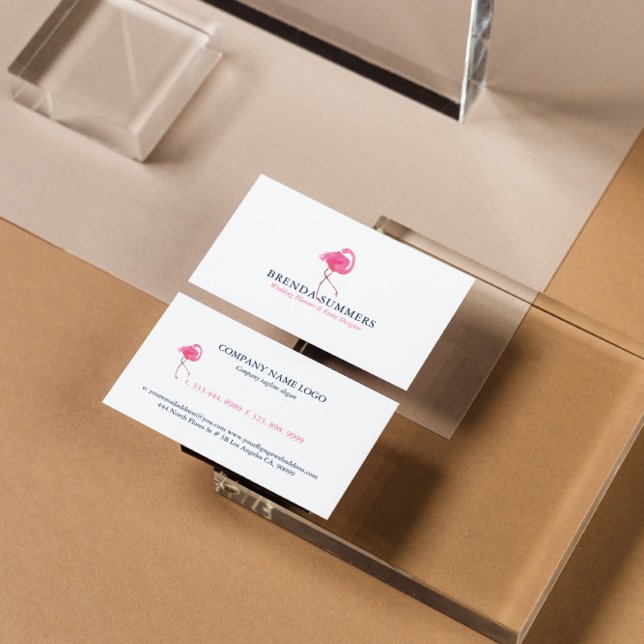 Cartão De Visita Tipografia rosa e azul-Flamingo e rosa (Criador carregado)