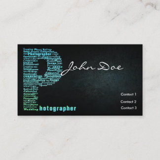 Cartão de visita tipográfico da fotografia azul