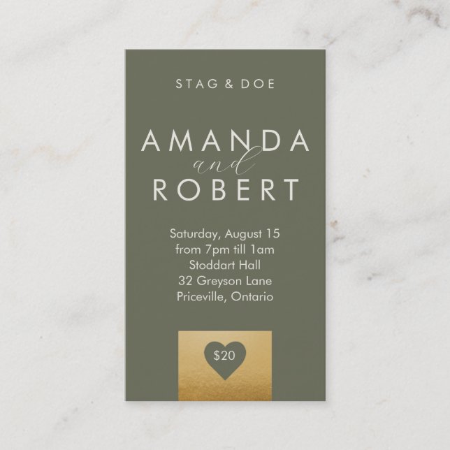 Cartão De Visita Tíquete Dourado de Cardíaco e Doe (Frente)