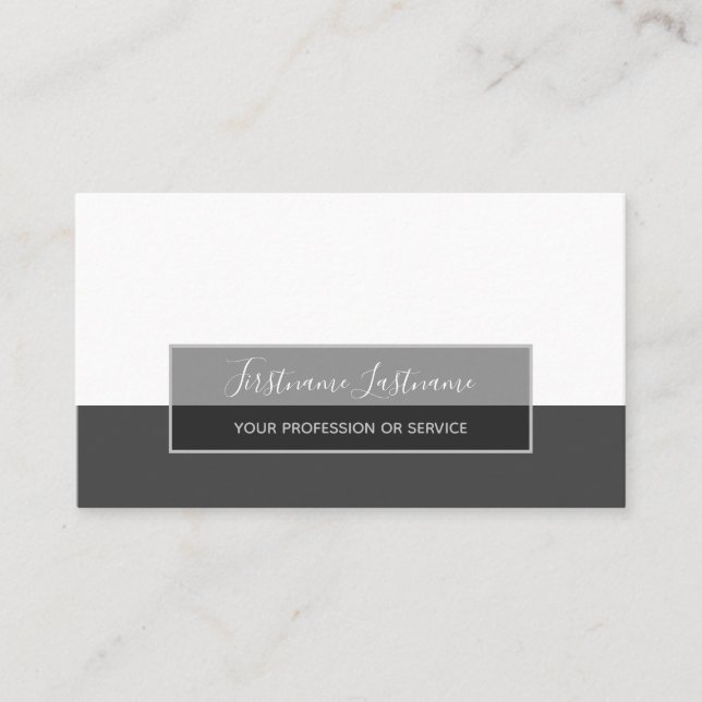 Cartão De Visita Tiras de abstrato de retângulo de cinza branco min (Frente)