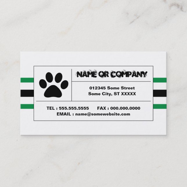 Cartão De Visita tiras de pata de estimação (Frente)