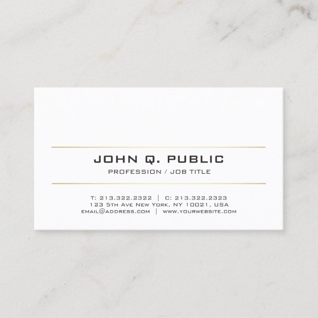 Cartão De Visita Tiras Douradas Modernas com Na moda elegante Tiras (Frente)
