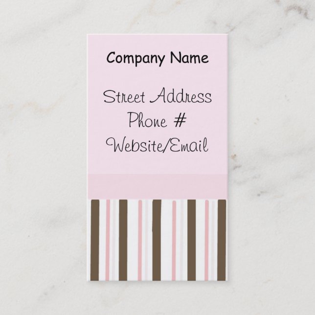 Cartão De Visita Tiras rosa e castanhas modernas (Frente)