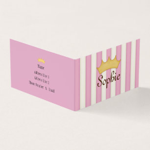 Cartão De Visita Tiras Rosa Personalizadas Princesa Compromisso Soc