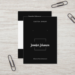 Cartão De Visita Titular de joias brancas preto moderno brincos qr