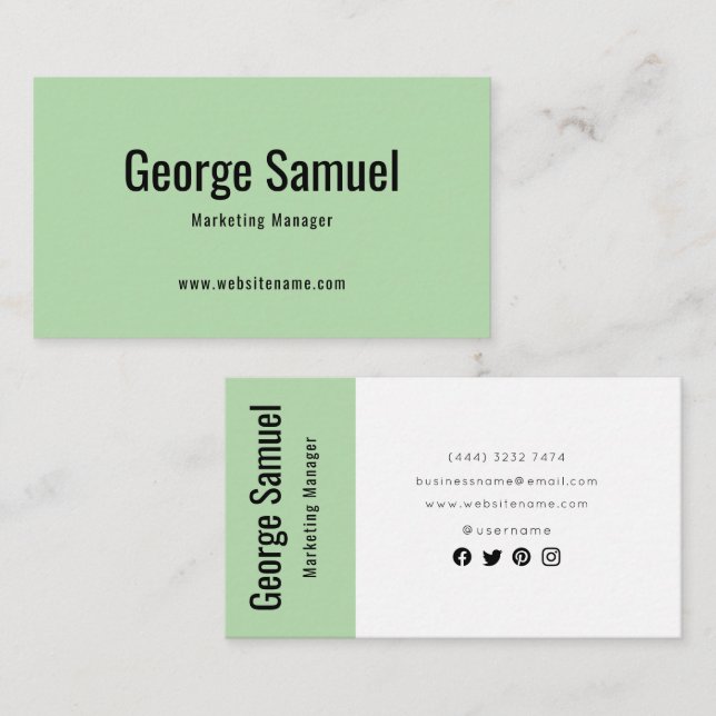 Cartão De Visita Título do Cargo Nome do Empregado Elegante Profiss (Frente/Verso)