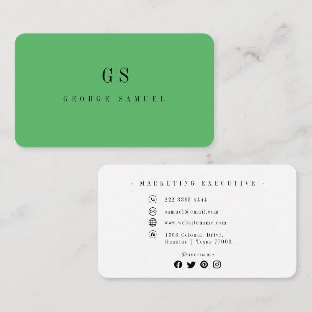 Cartão De Visita Título do Cargo Nome do Empregado Elegante Profiss (Frente/Verso)