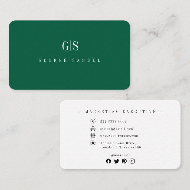 Cartão De Visita Título do Cargo Nome do Empregado Elegante Profiss (Frente/Verso)