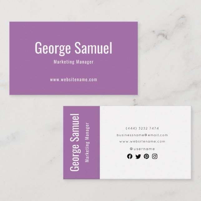 Cartão De Visita Título do Cargo Nome do Empregado Elegante Profiss (Frente/Verso)