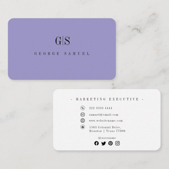 Cartão De Visita Título do Cargo Nome do Empregado Elegante Profiss (Frente/Verso)