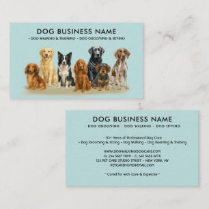 Cartão De Visita Toalete Canino Raças Teal Aquarela
