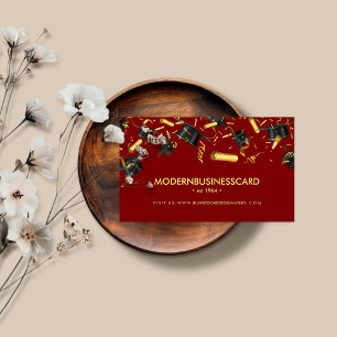 Cartão De Visita Toca da Formatura Burgundy Escola Faculdade