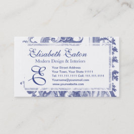 Cartão De Visita Toile barroco francês azul elegante