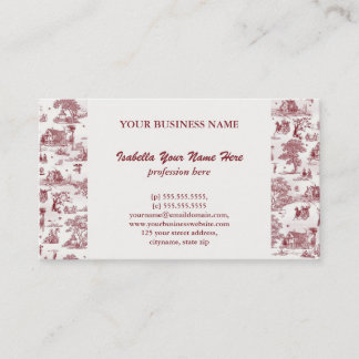 Cartão De Visita Toile De Jouy - tarde do vintage