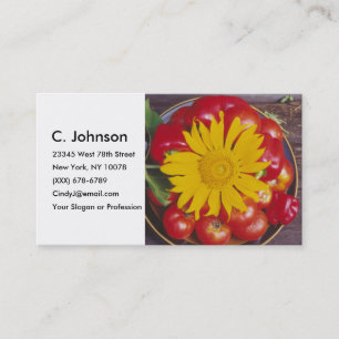 Cartão De Visita Tomates, Pimenta Vermelha, Girassol - Produtos Hor