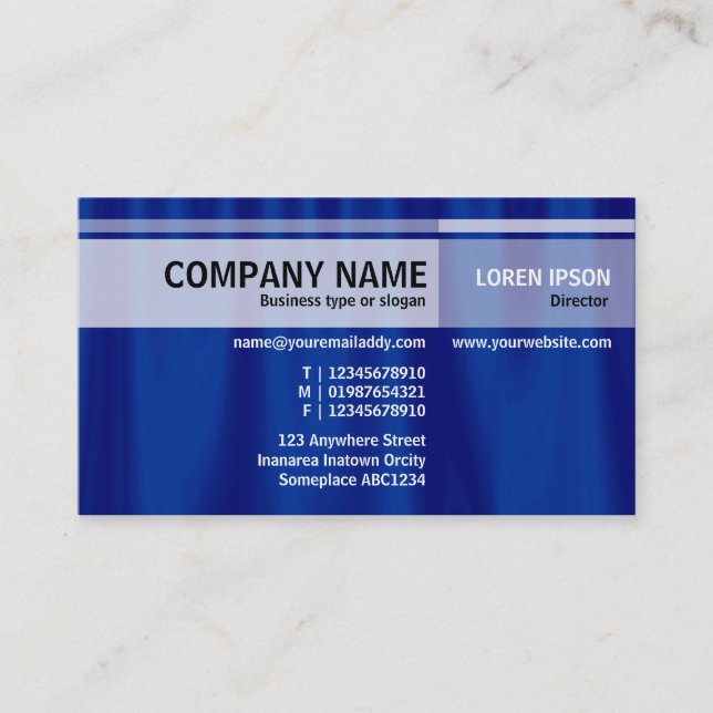 Cartão De Visita Tons alternativos - cortina azul (Frente)