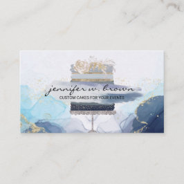 Cartão De Visita Tons azuis Elegantes do Bolo de Panificação Russo