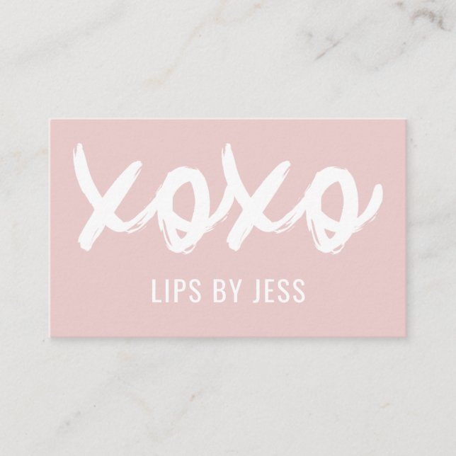 Cartão De Visita Tons Neutrais do Kisses XOXO | Lipsense (Frente)