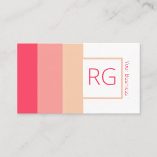 Cartão De Visita Tons Rosa Brancos Modernos Monogramados Personaliz