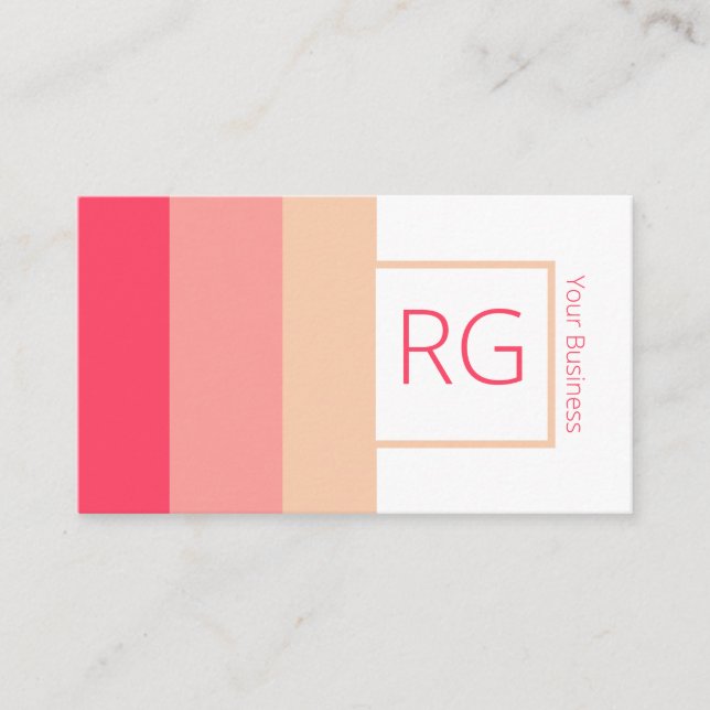 Cartão De Visita Tons Rosa Brancos Modernos Monogramados Personaliz (Frente)