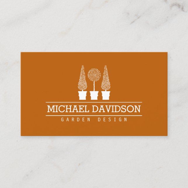 Cartão De Visita Topiary Trio Gardener Paisaging Dark Orange (Frente)