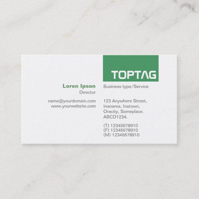 Cartão De Visita TopTag v2 - Verde Exército (Frente)
