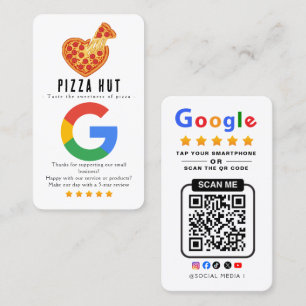 Cartão De Visita Toque para revisar o restaurante de pizza Google