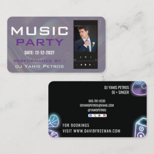 Cartão De Visita Torno de Música DJ Preto e Branco Minimalista Mode