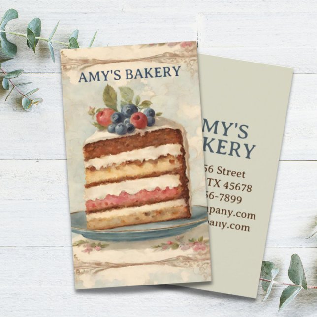 Cartão De Visita Torre de padaria pastelaria pastelaria (Vintage Baking Baker Pastry Chef Bakery Cake Business Card)