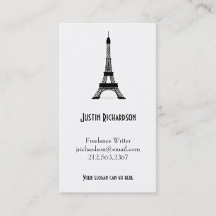 Cartão De Visita Torre Eiffel francesa do preto do estilo do