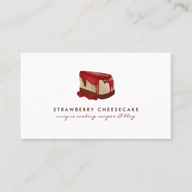 Cartão De Visita Torta De Morango Com Cheesecake (Frente)