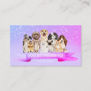 Cartão De Visita Tosa de Cachorro Petsitter Glitz Roxo Purple