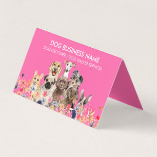 Cartão De Visita Tosa de Cães Babá de Animais Rosa Neon
