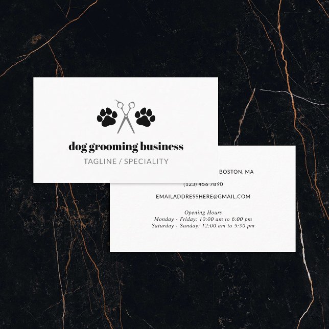 Cartão De Visita Tosa de Cães Black Paws & Scissors (Criador carregado)