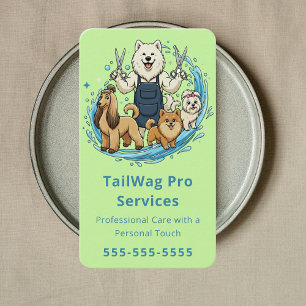 Cartão De Visita Tosa de Cães Felizes Pet Sitter Moderno Verde