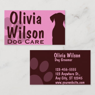 Cartão De Visita Tosa de Cães Personalizada Impressão de Pata Rosa
