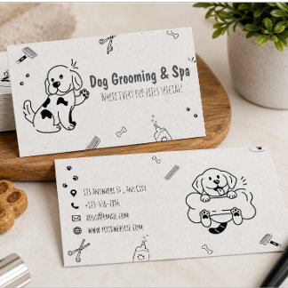 Cartão De Visita Tosa de Cães & Spa Cachorrinho Fofinho Groomer de