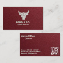 Cartão de Visita Touro de Linho Vermelho - Logotip