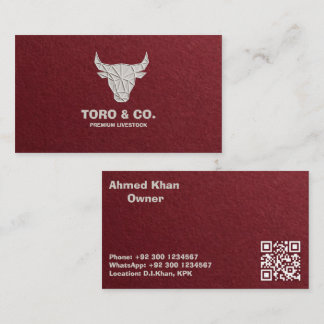 Cartão de Visita Touro de Linho Vermelho - Logotip