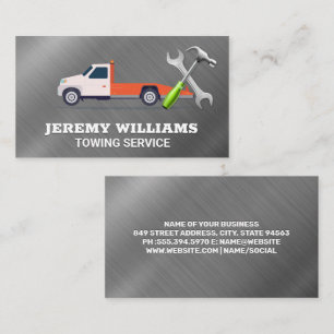 Cartão De Visita Tow Truck Services   Metálico   Logotipo de chave